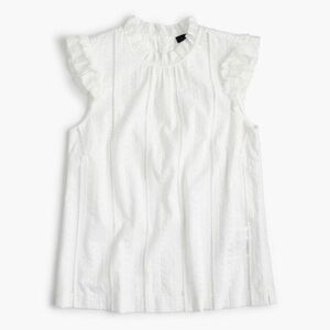 J. Crew White Ruffled Blouse